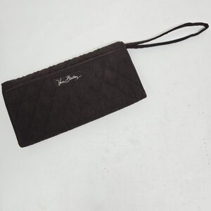 VERA BRADLEY Wristlet Wallet Phone Chocolate Brown Quilted Retractable Strap